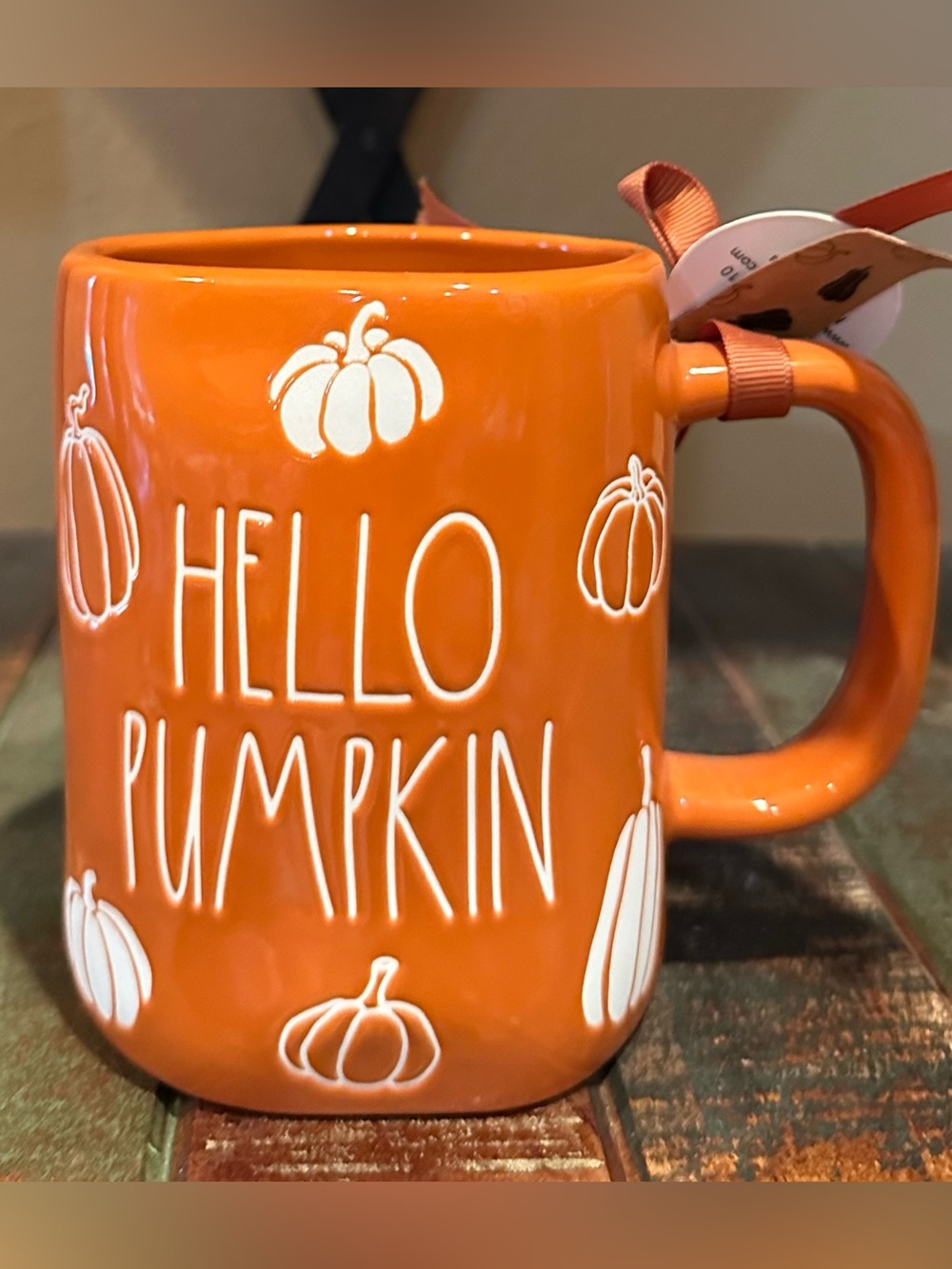 Rae Dunn Hello Pumpkin Orange Ceramic Mug - Fall Coffee Cup